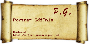 Portner Génia névjegykártya